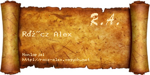 Rácz Alex névjegykártya