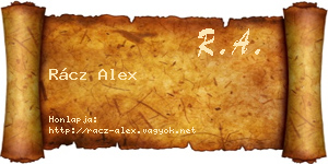 Rácz Alex névjegykártya